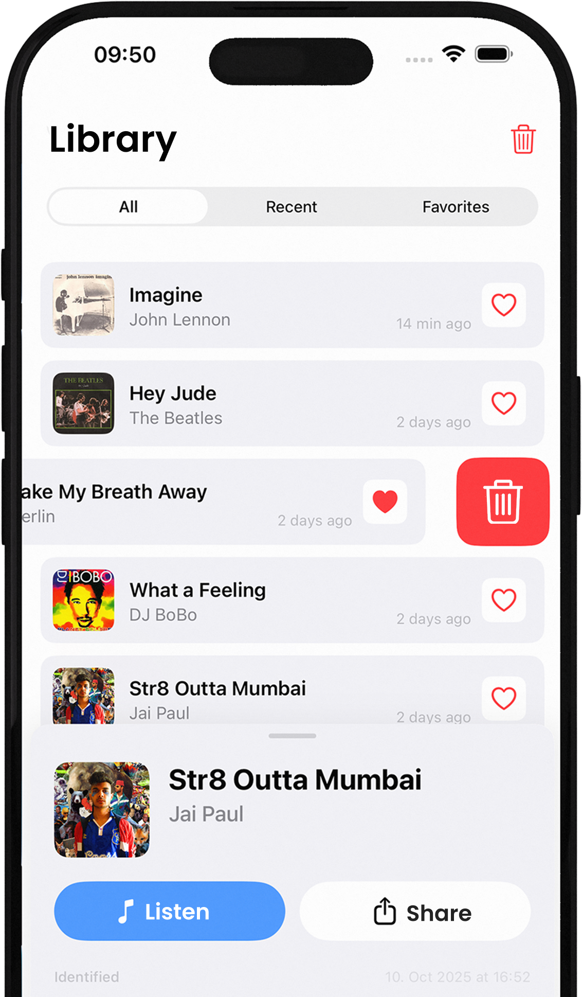Find songs from lyrics screen