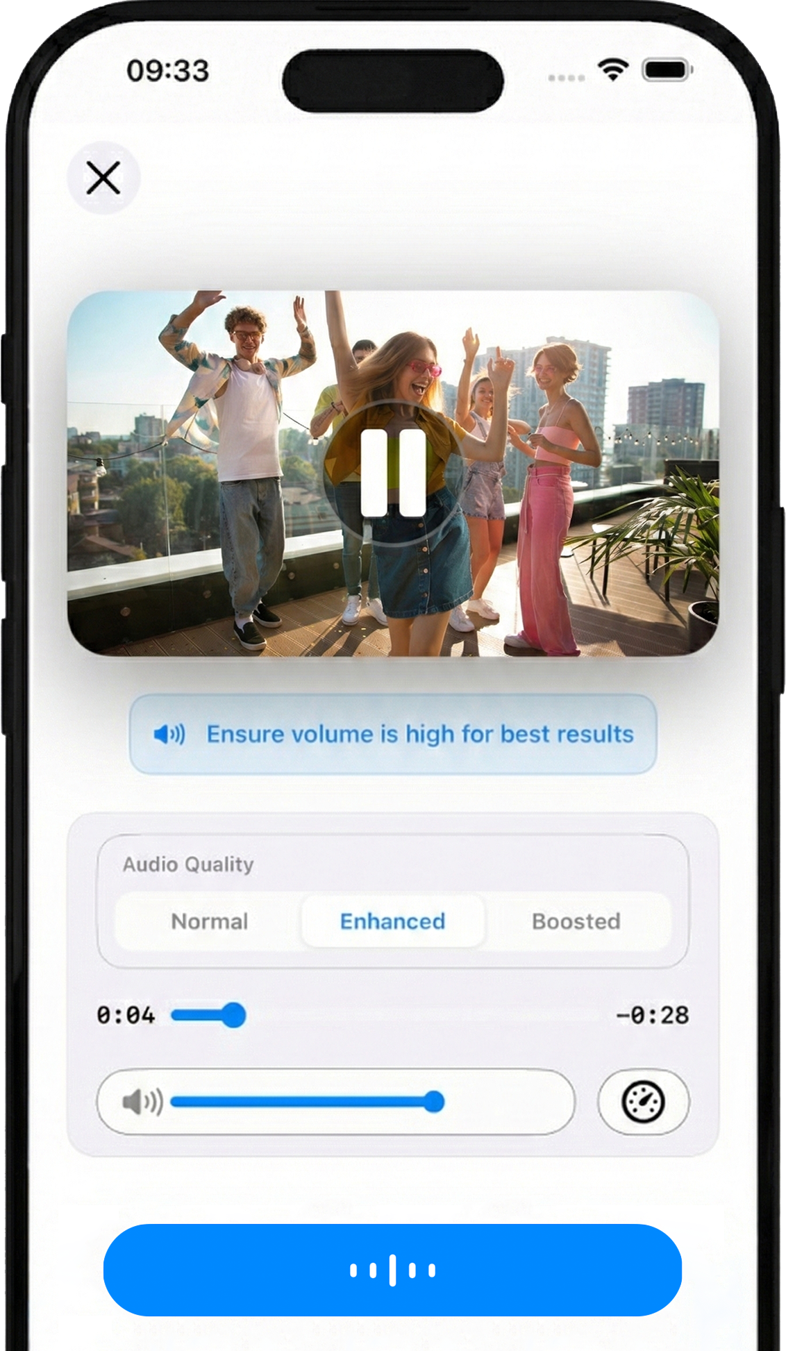 Recognize songs from video clips screen